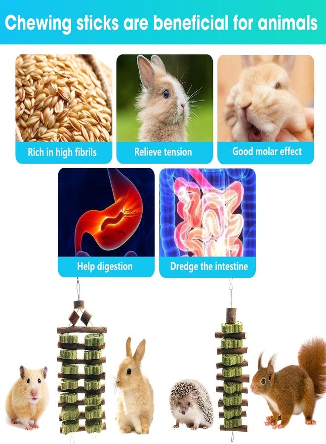 WDEFUN Natural Peach Wood Clover Cake Teeth Grinding Toy String - Rabbit Snack Chewing Toy, Safe and Durable Pet Teeth Grinding Rod, Caring for Dental Health - Image 3